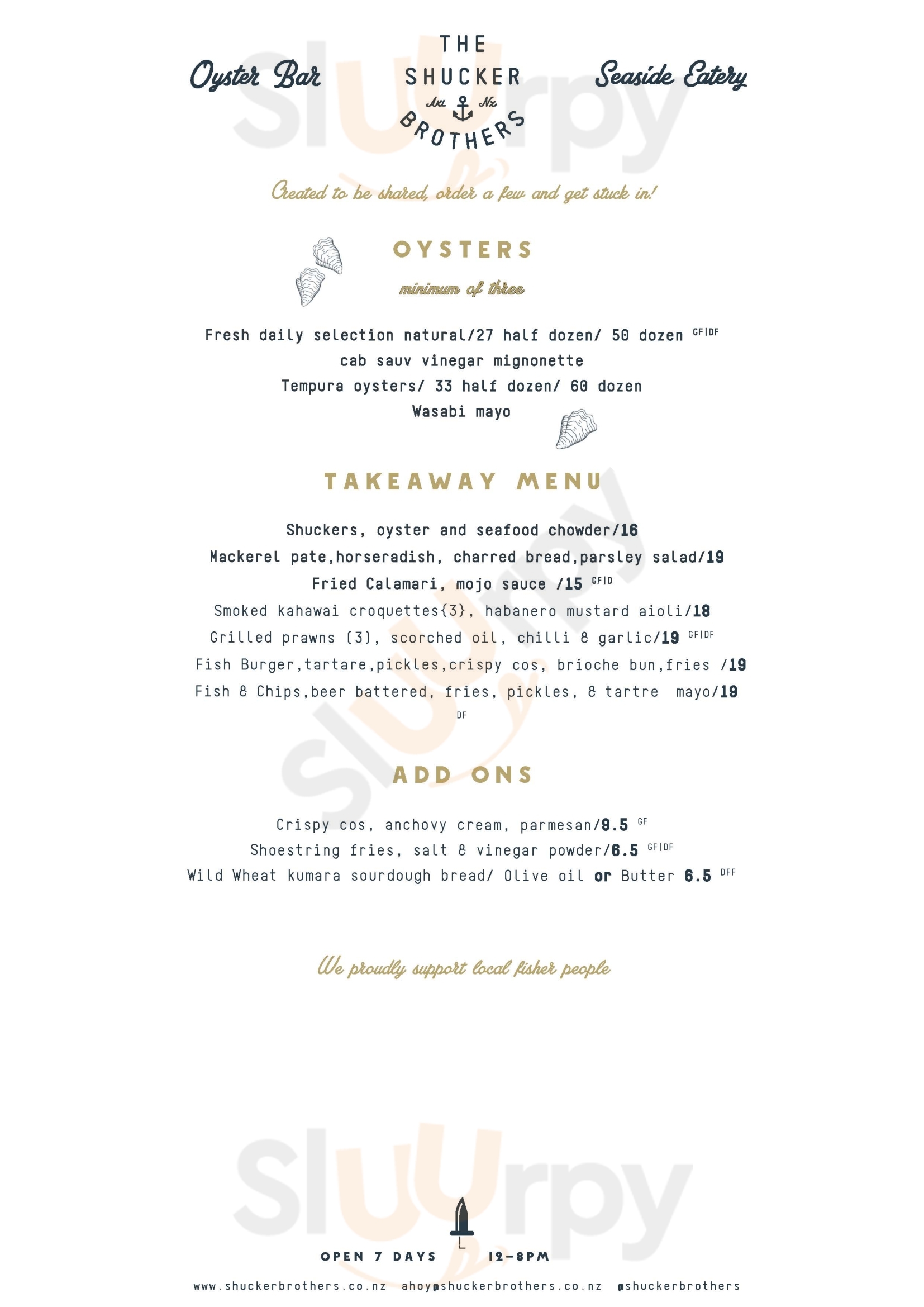 The Shucker Brothers Auckland Central Menu - 1