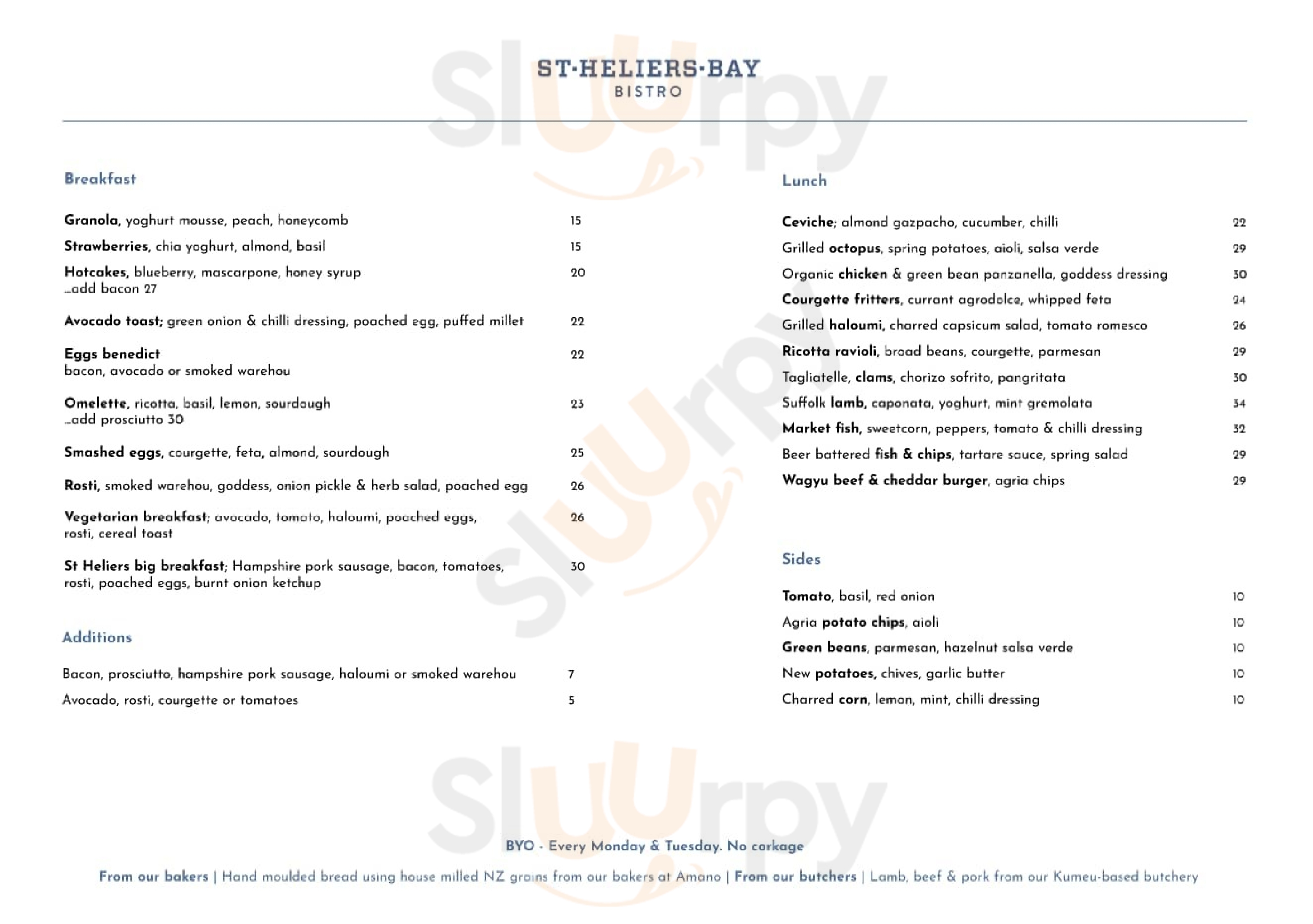 St Heliers Bay Cafe & Bistro Auckland Central Menu - 1