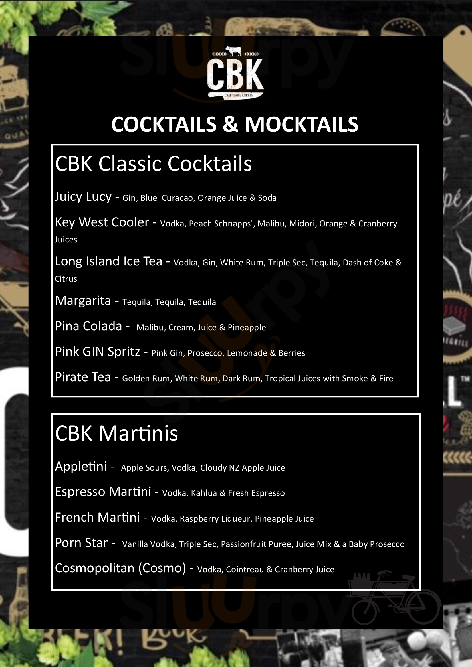 Cbk Bar & Kitchen Dunedin Menu - 1