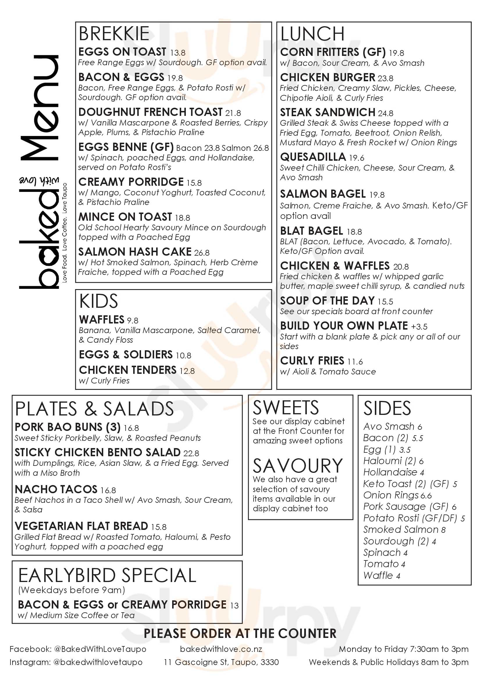 Baked With Love Cafe Taupo Menu - 1