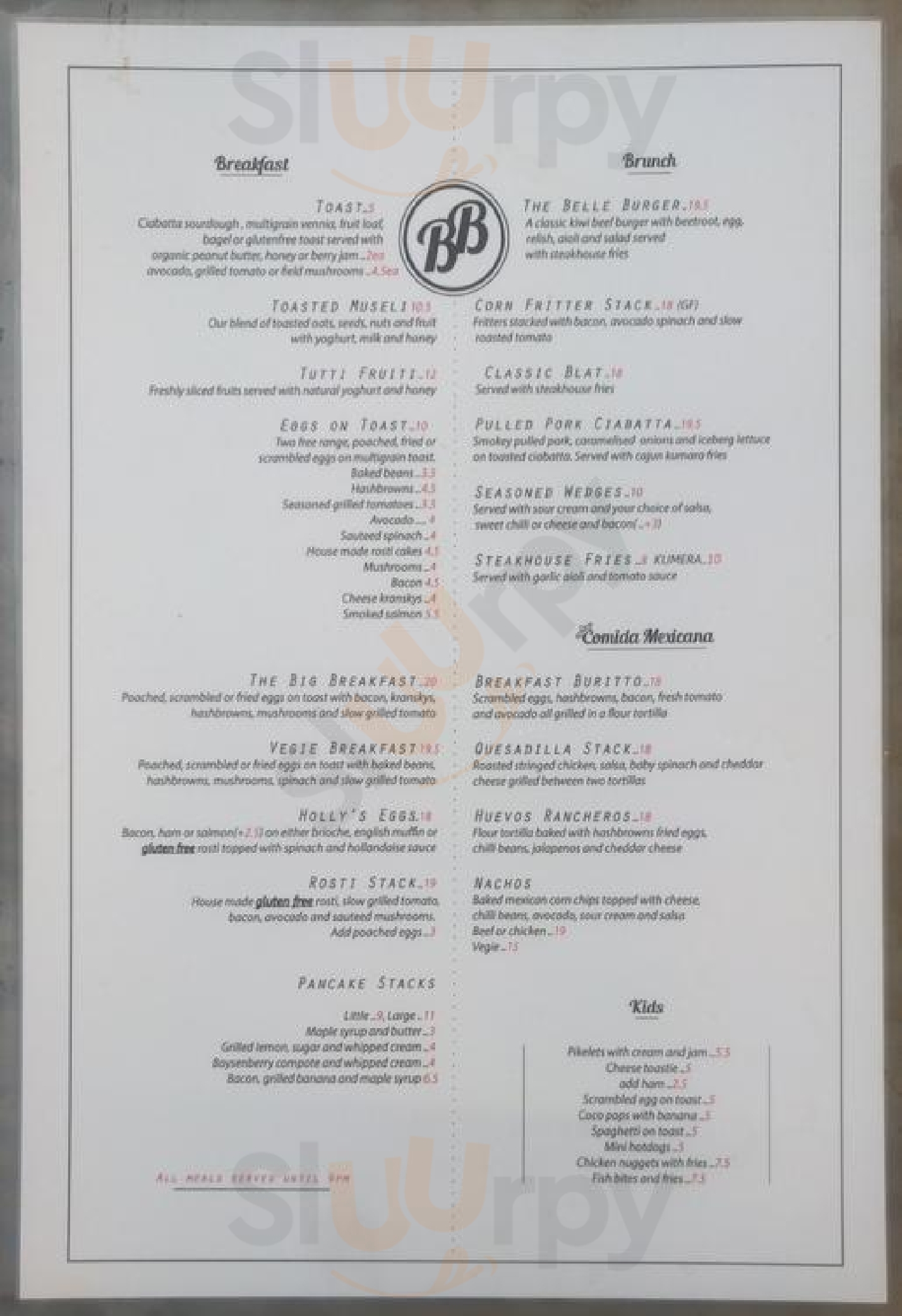 Blue Belle Cafe Wellington Menu - 1