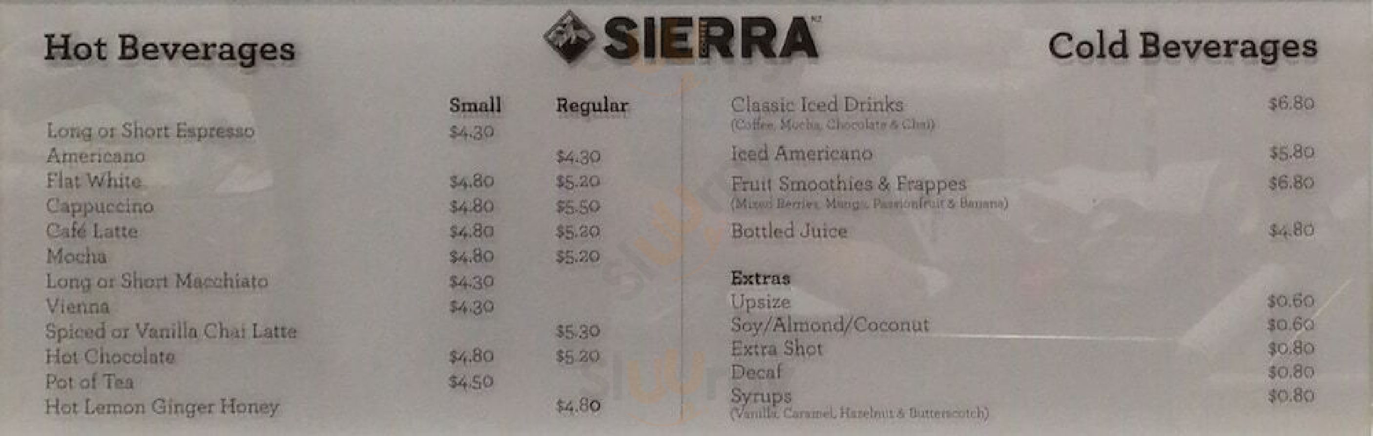 Sierra Cafe Lower Hutt Menu - 1
