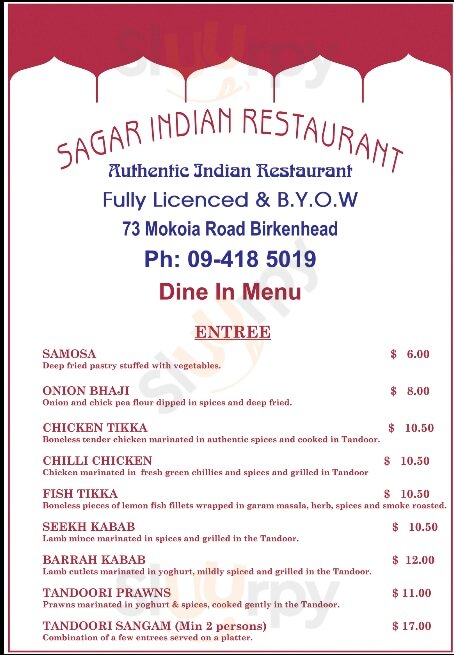 Sagar Indian Restaurant Birkenhead Menu - 1