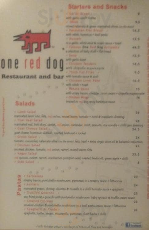 One Red Dog Wellington Menu - 1