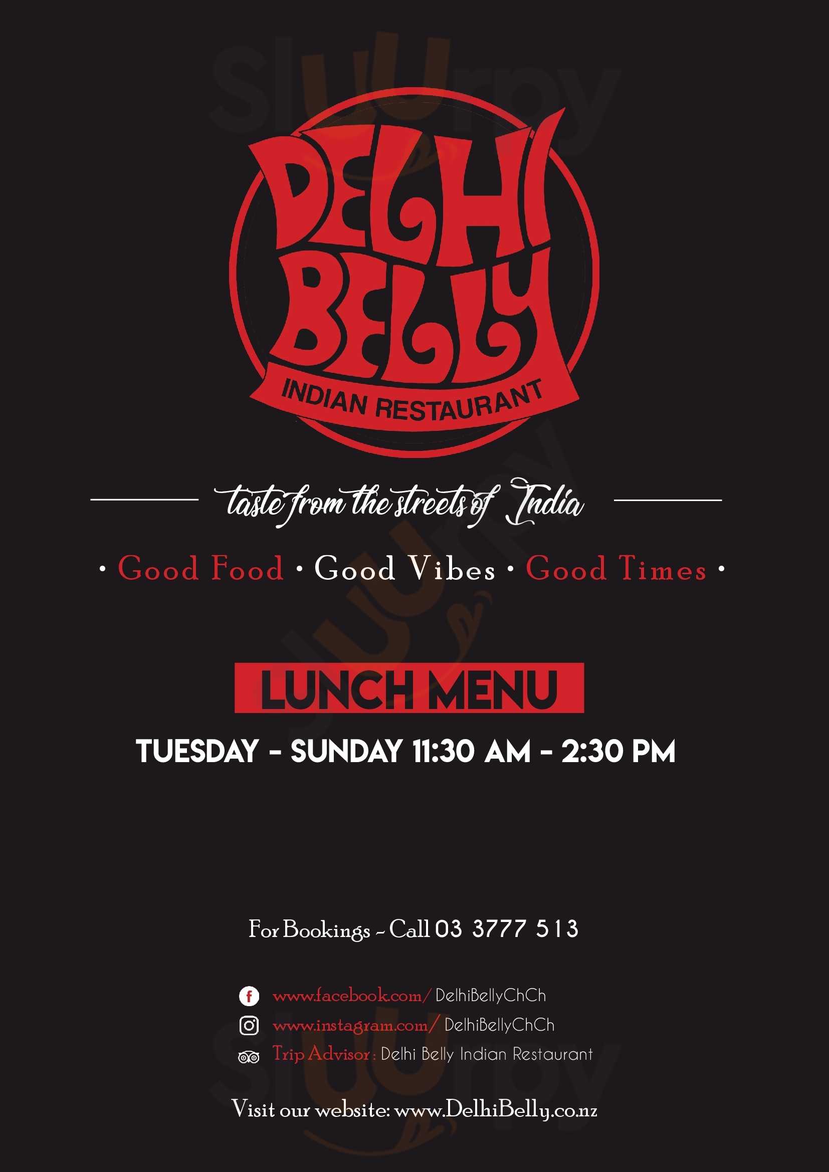 Delhi Belly Indian Restaurant Christchurch Menu - 1