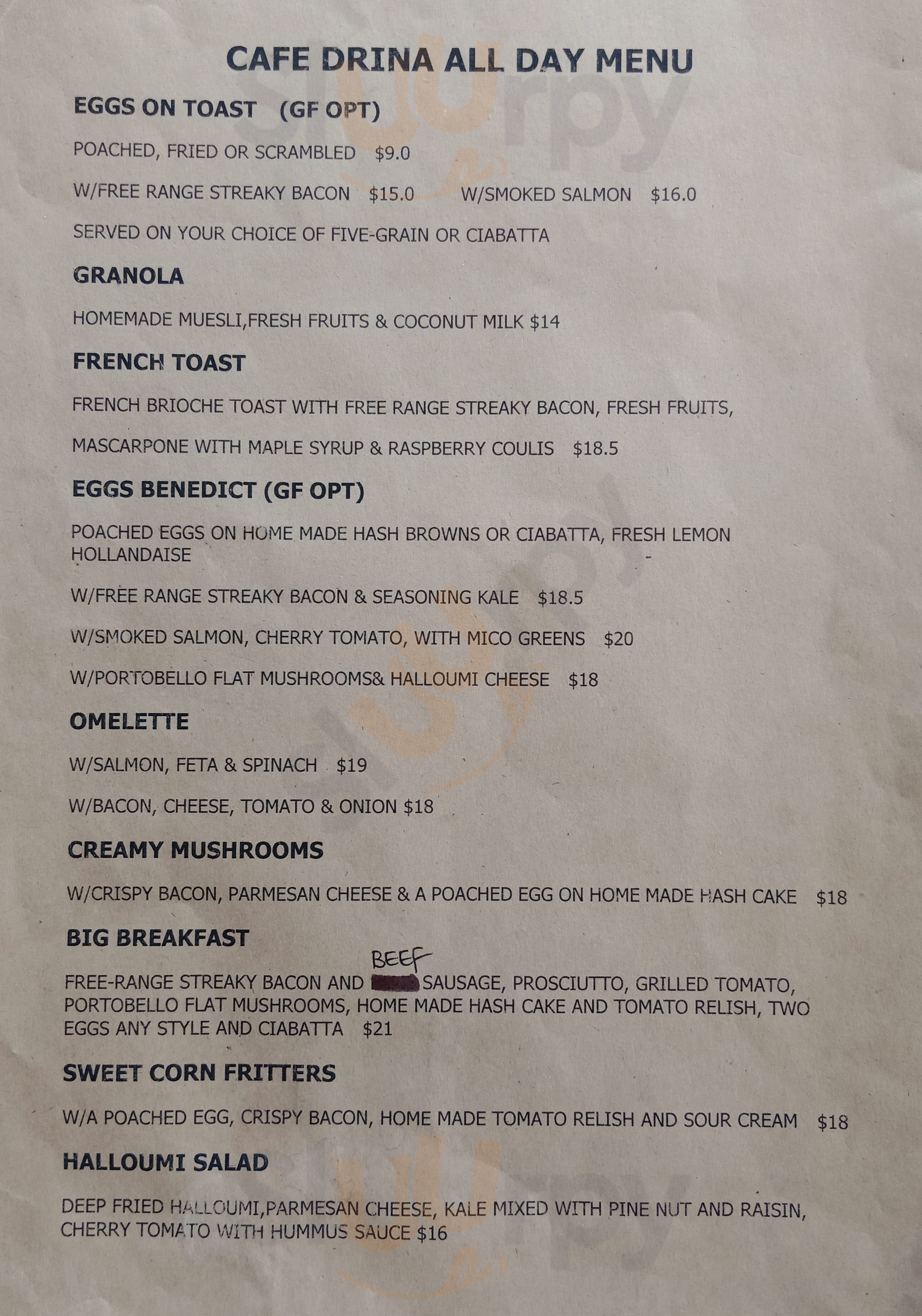 Cafe Drina Albany Menu - 1