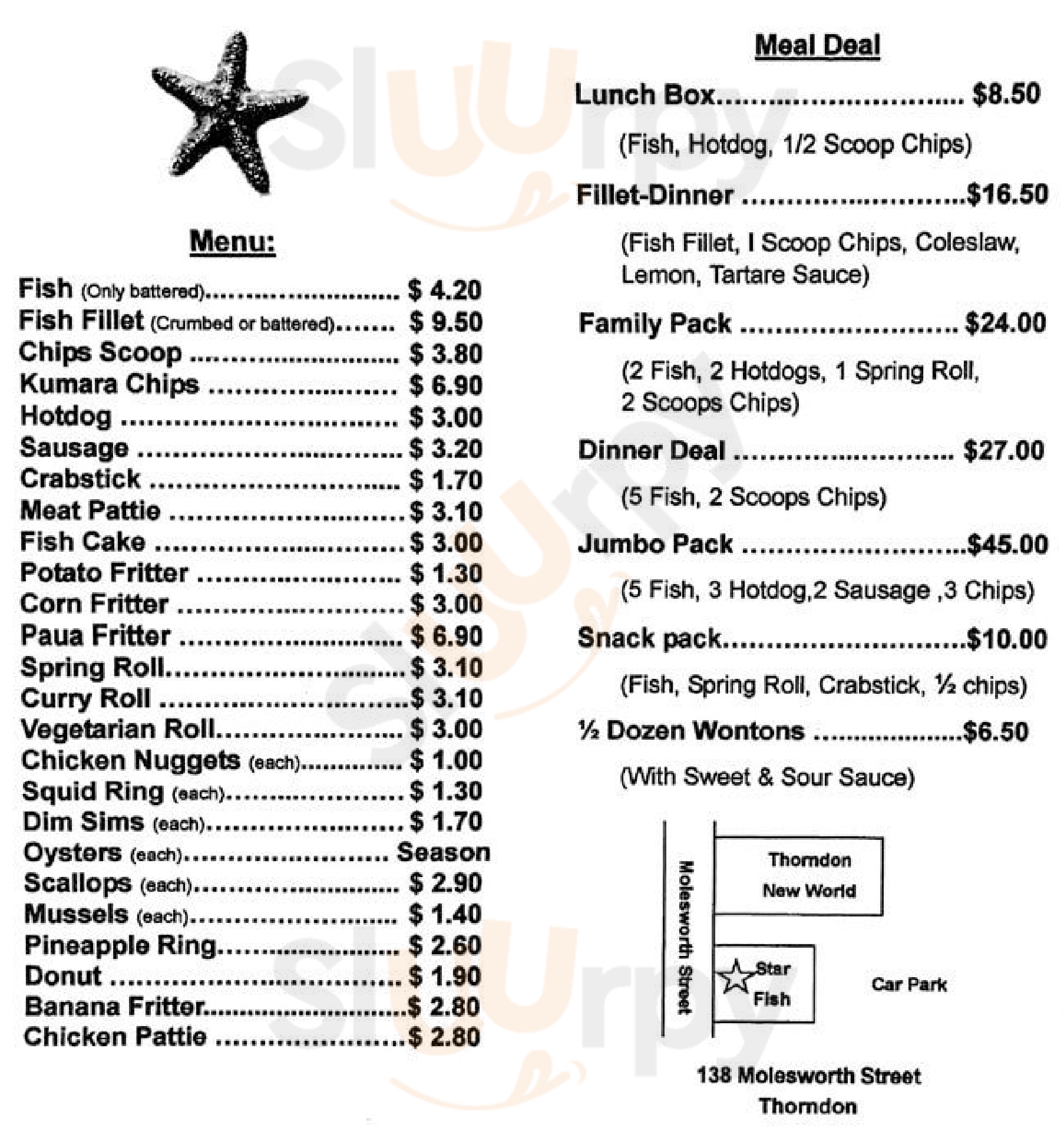 Starfish Fish & Chips Wellington Menu - 1