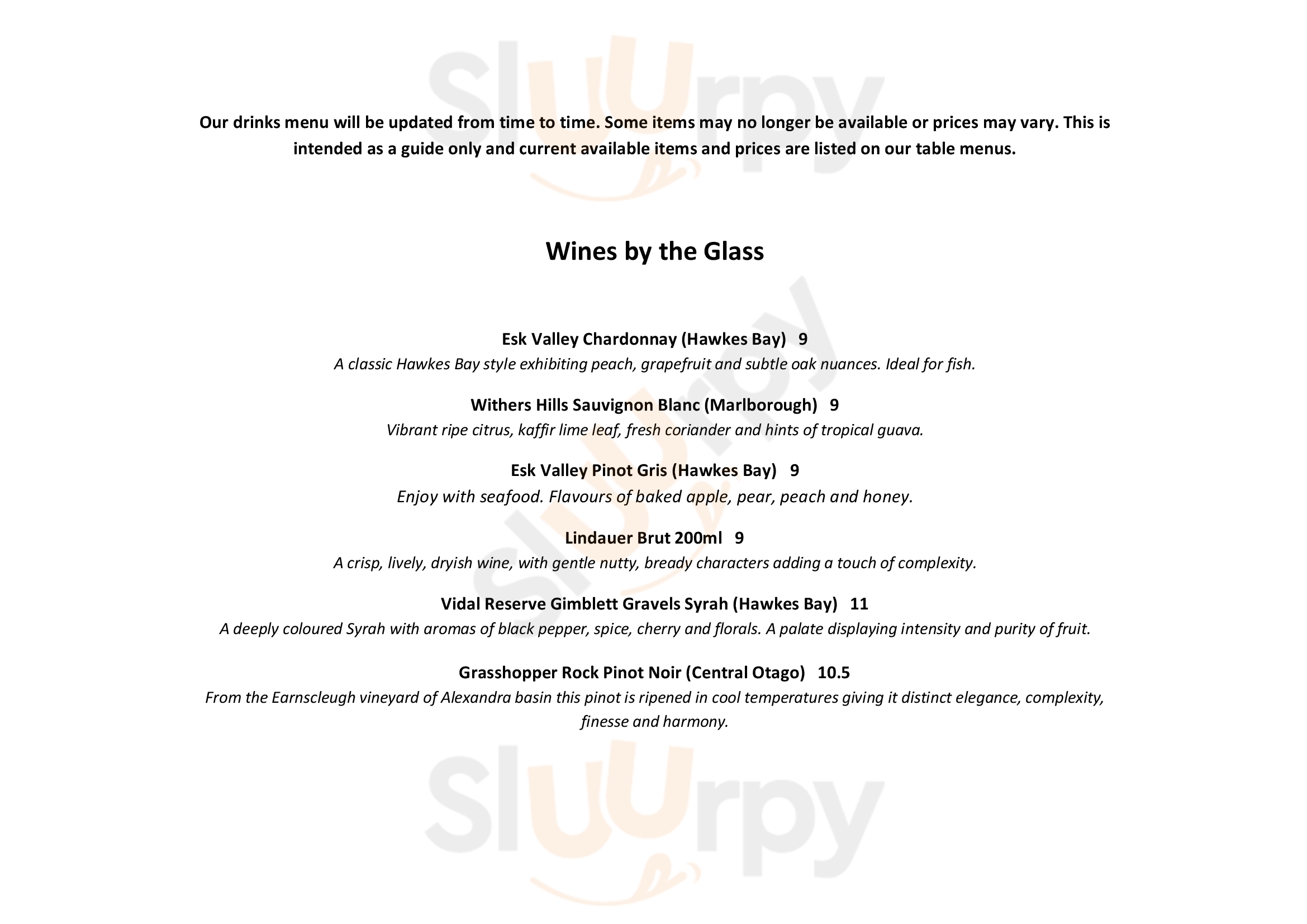 Church Hill Restaurant Stewart Island Menu - 1