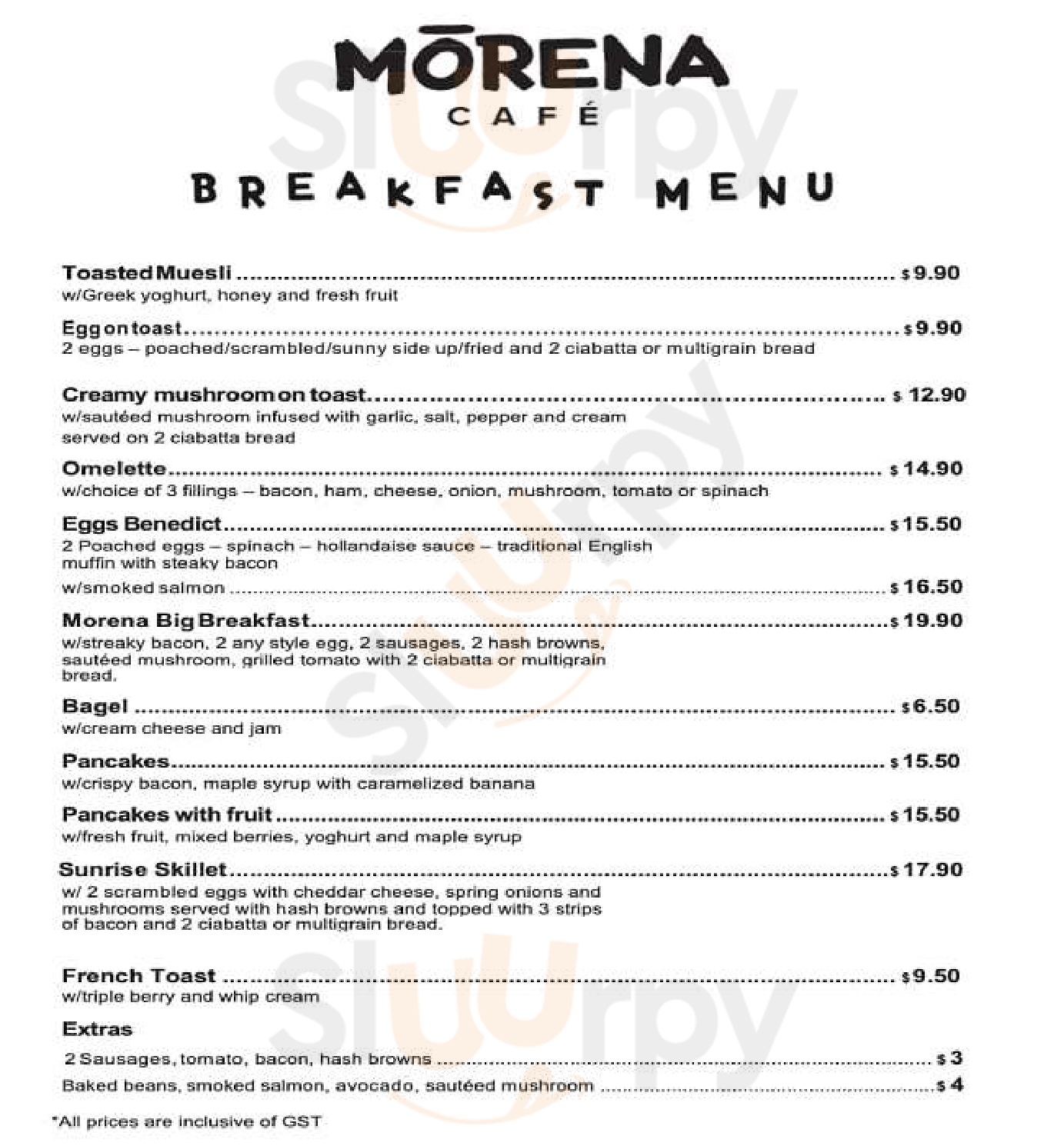 Morena Cafe Botany Downs Menu - 1