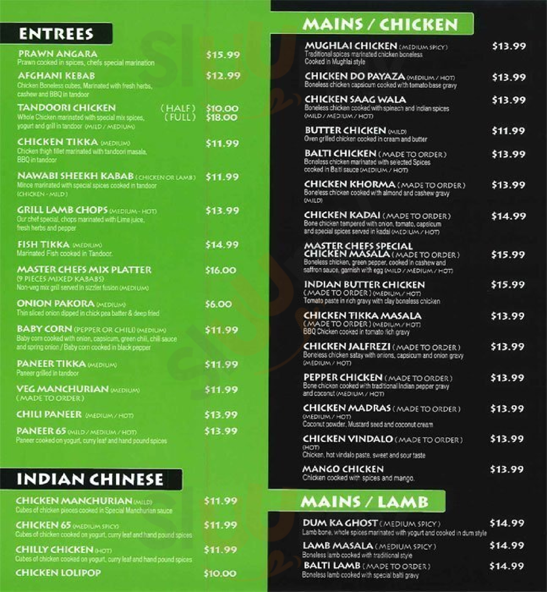 Master Chefs India Restaurant Papatoetoe Menu - 1