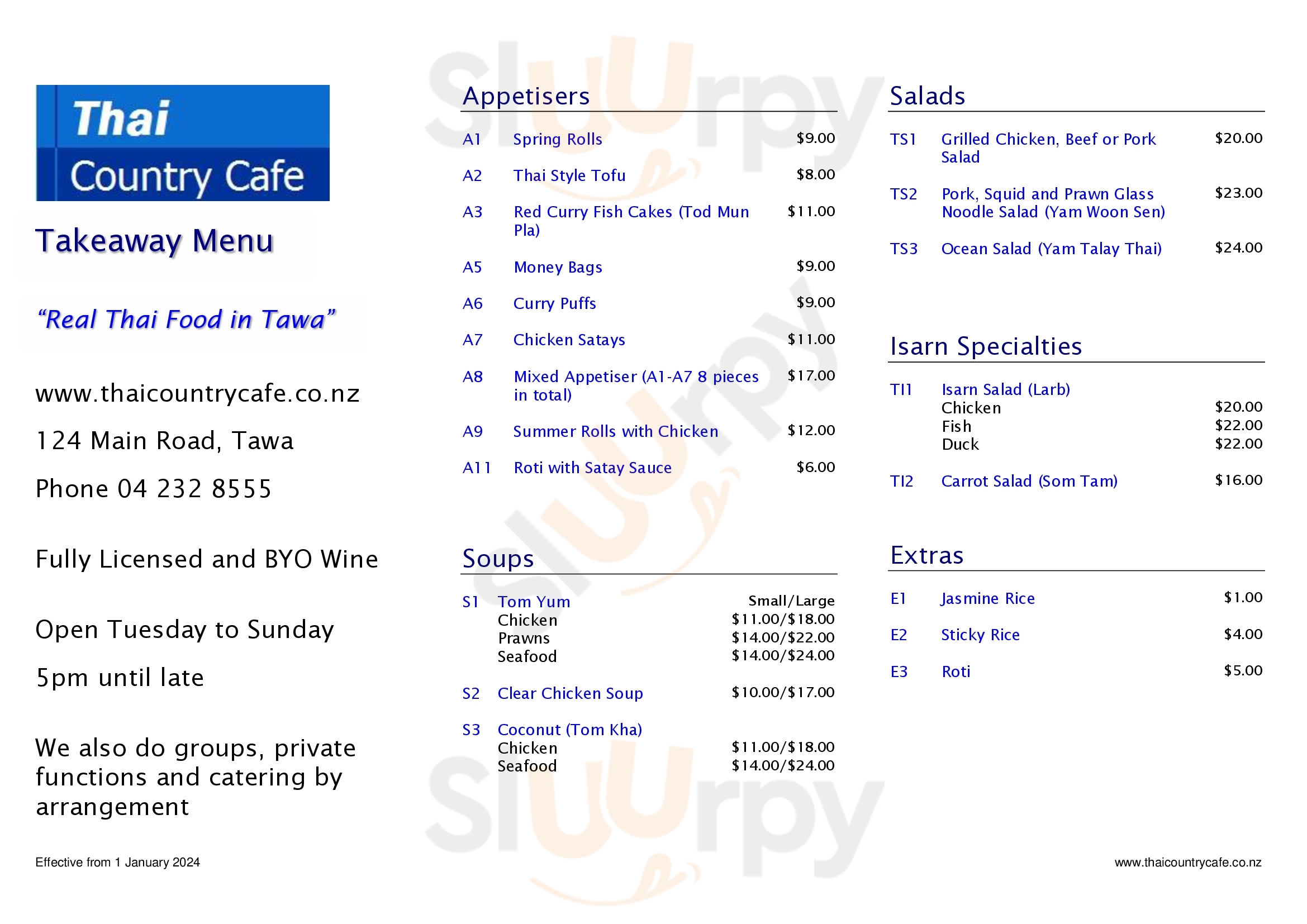 Thai Country Cafe Tawa Menu - 1