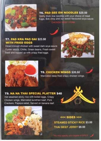 Na Na Thai Restaurant Botany Downs Menu - 1