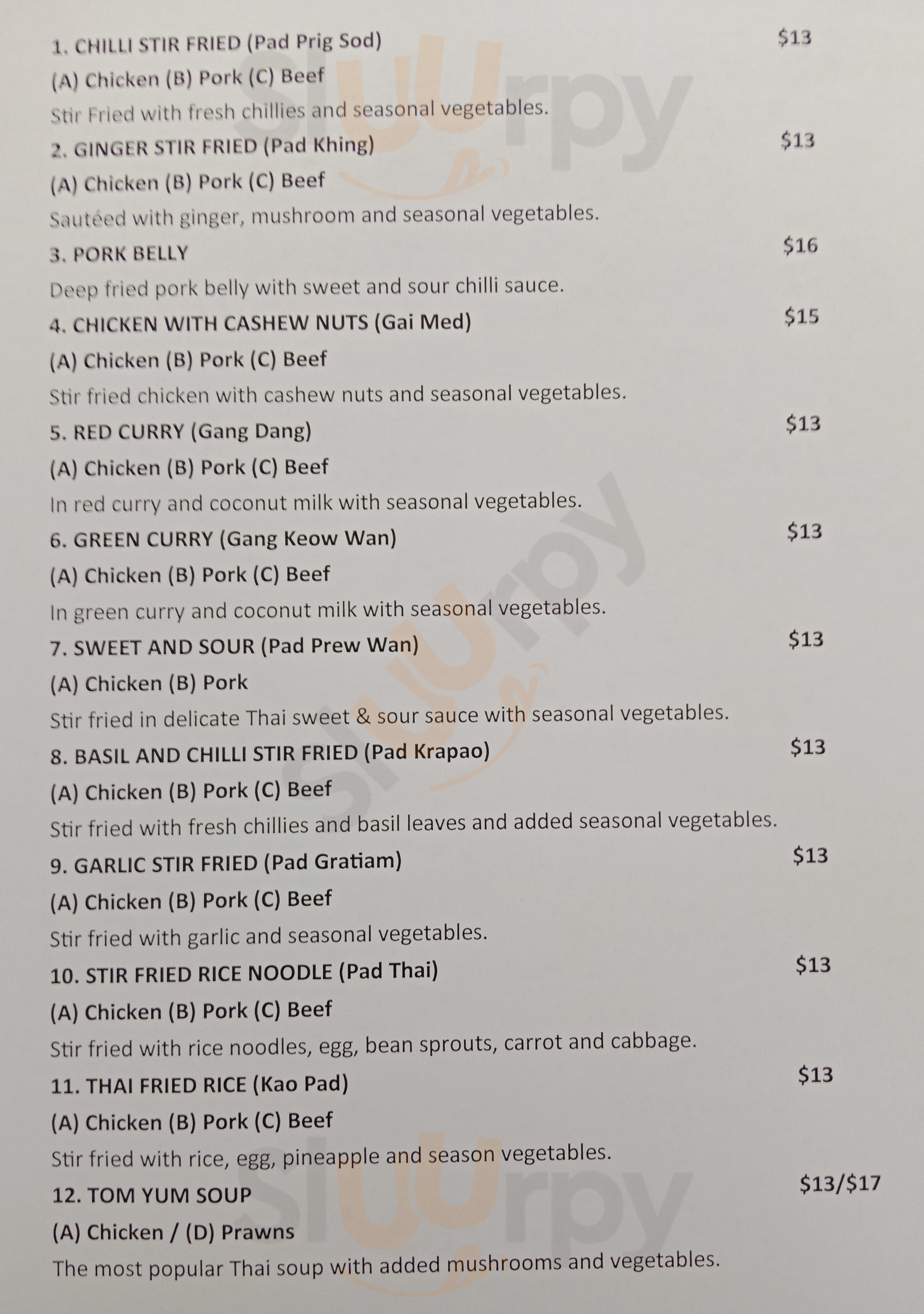 Thai Kao Hom Botany Downs Menu - 1