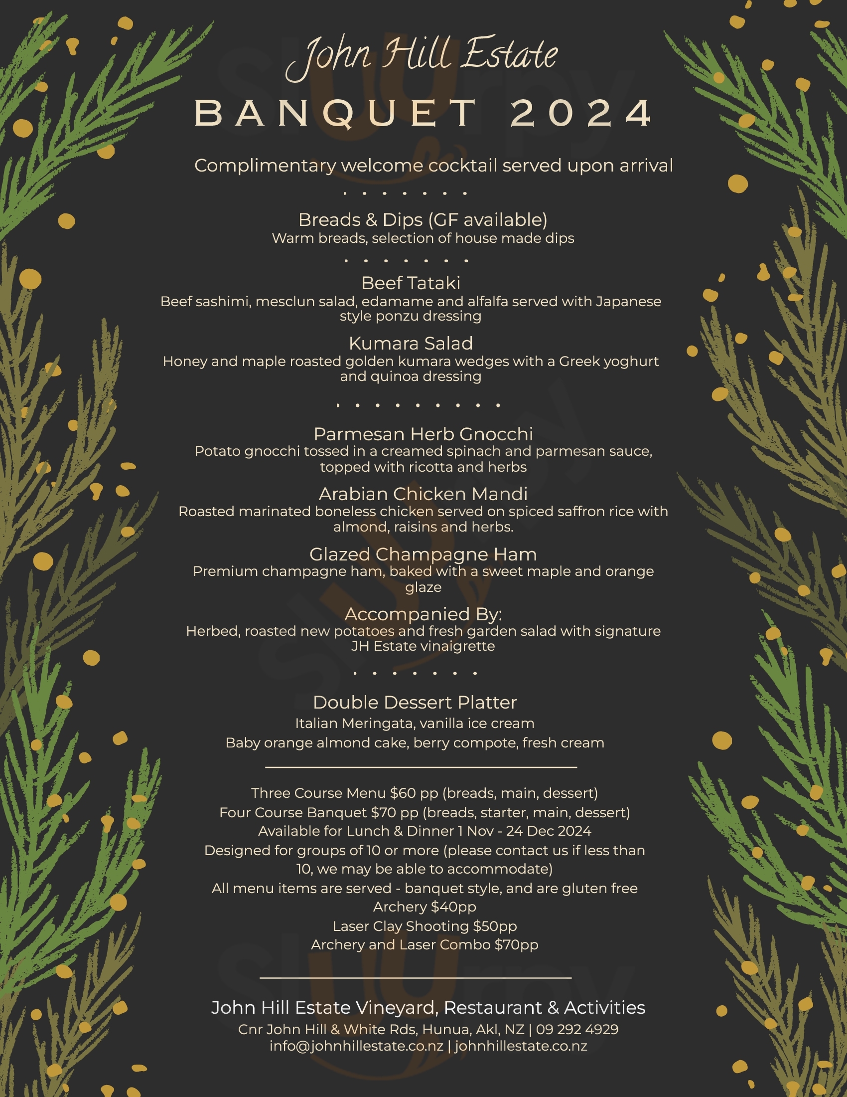 John Hill Estate Winery Auckland Central Menu - 1