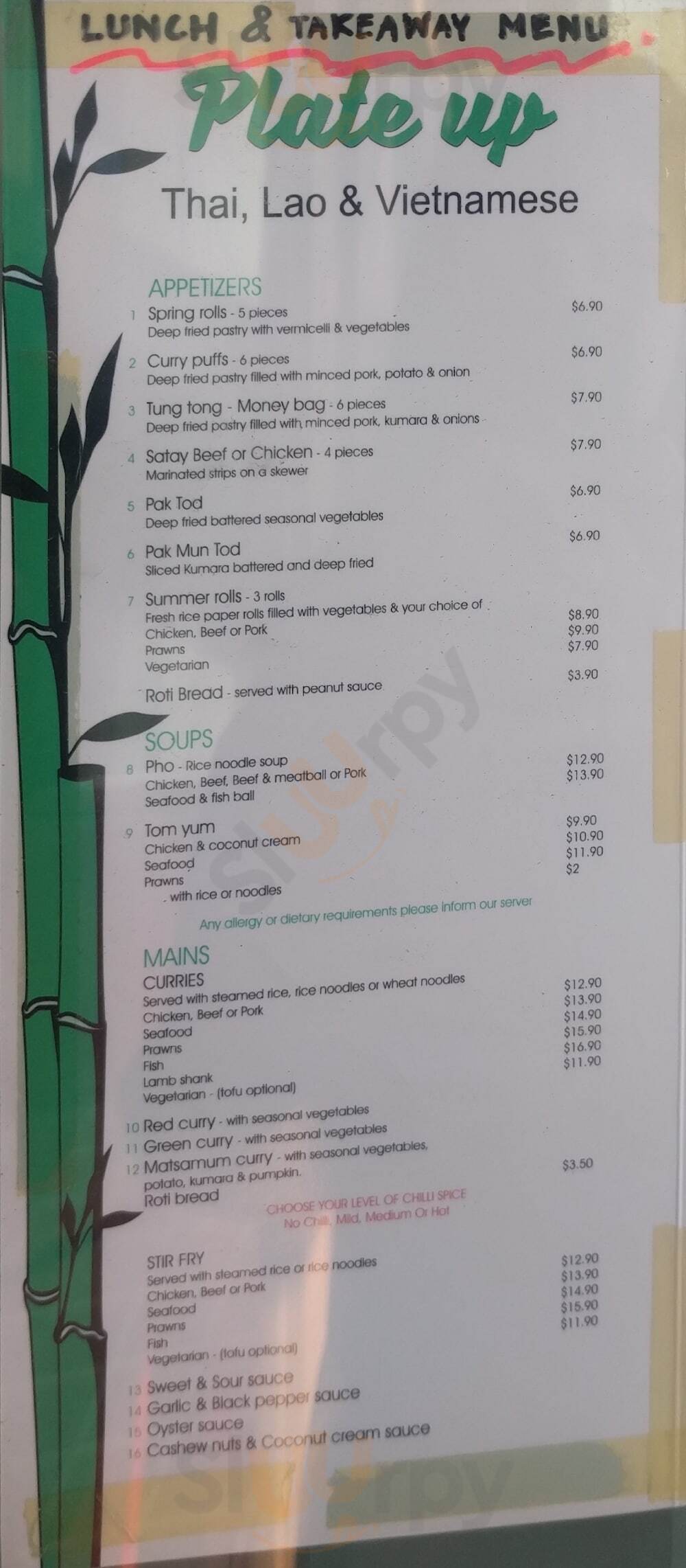 Plate Up - Thai, Lao & Vietnamese Kilbirnie Menu - 1