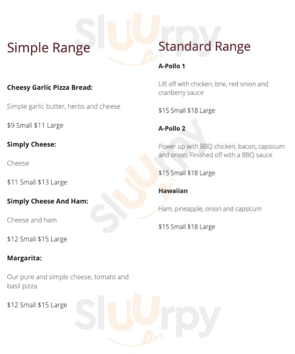 The Flying Pizza Kohimarama Menu - 1