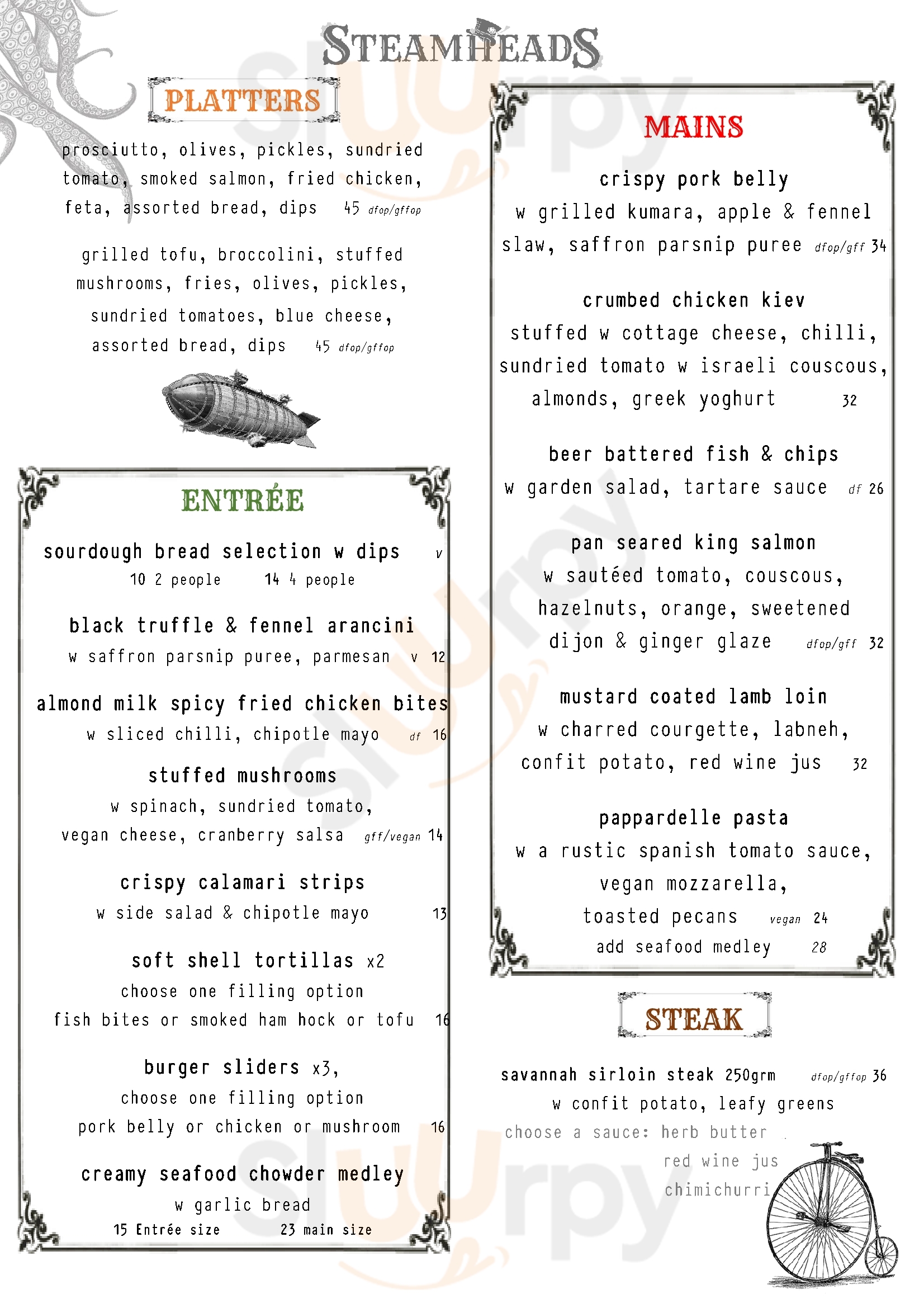 Steamheads Hauraki Menu - 1