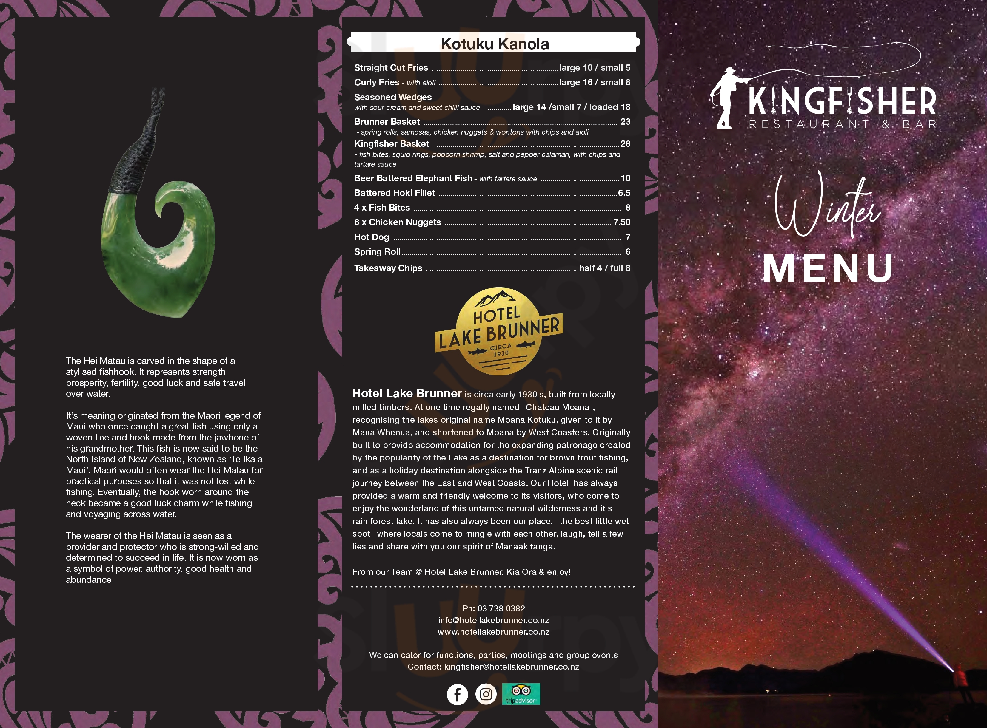 Kingfisher Restaurant And Bar Moana Menu - 1