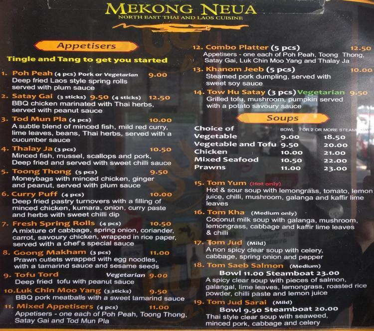 Mekong Neua Thai Restaurant Auckland Central Menu - 1