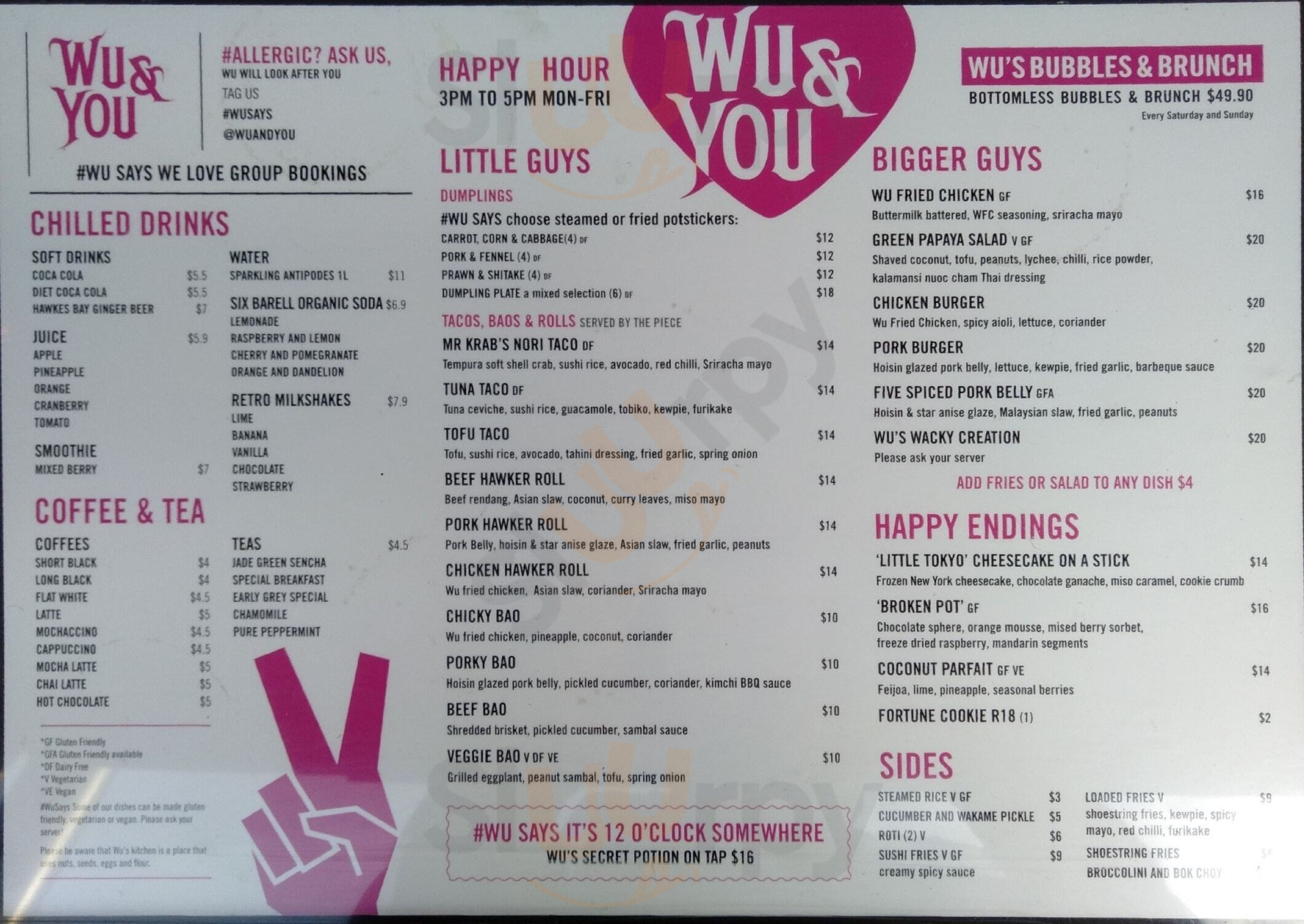 Wu And You Auckland Central Menu - 1