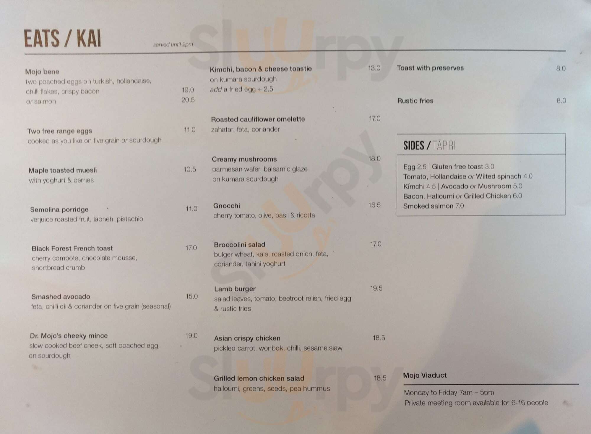 Mojo Viaduct Harbour Auckland Central Menu - 1