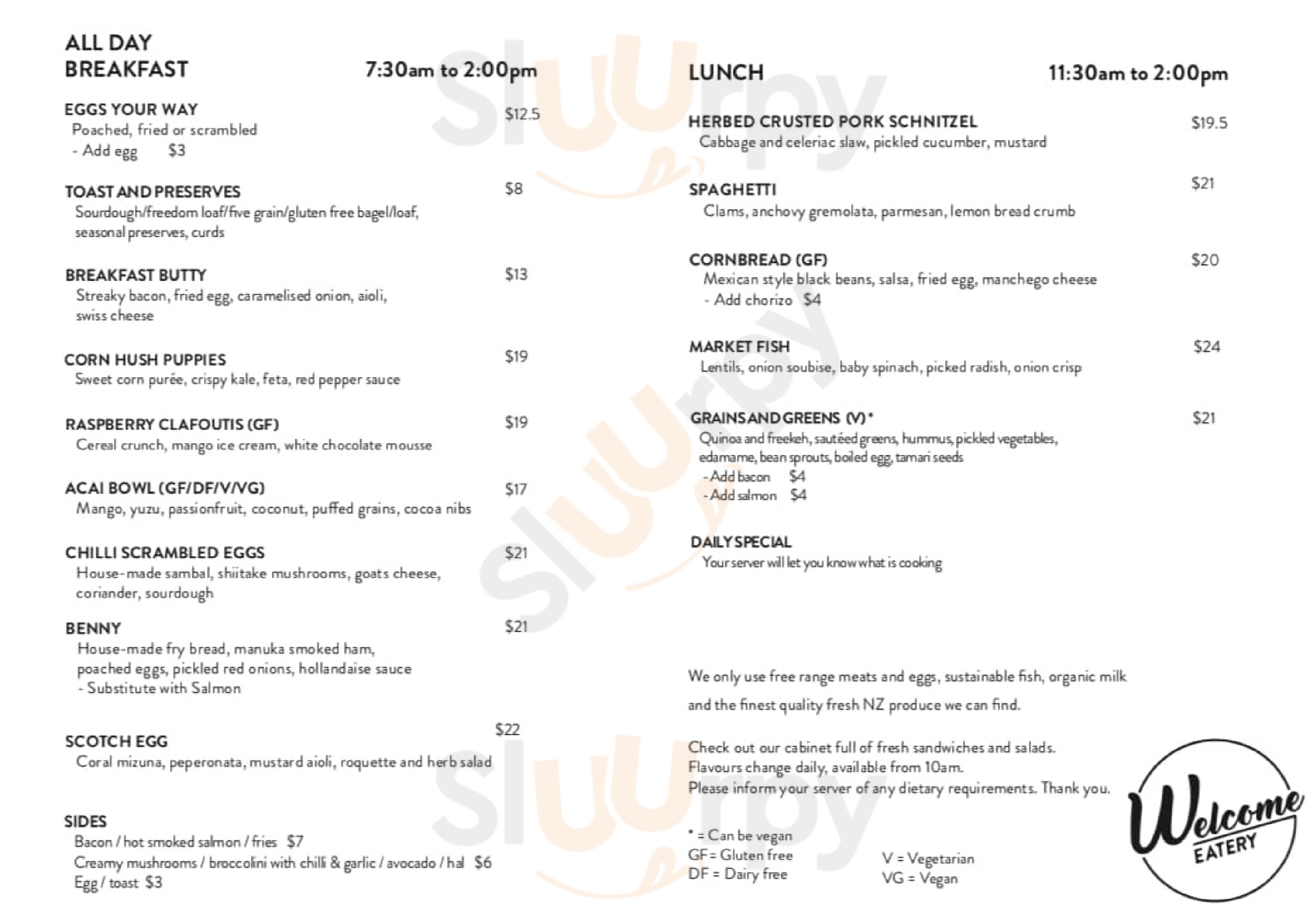 Welcome Eatery Auckland Central Menu - 1