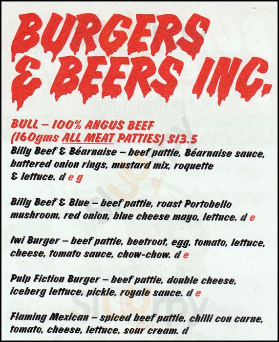 Burgers And Beer Christchurch Menu - 1