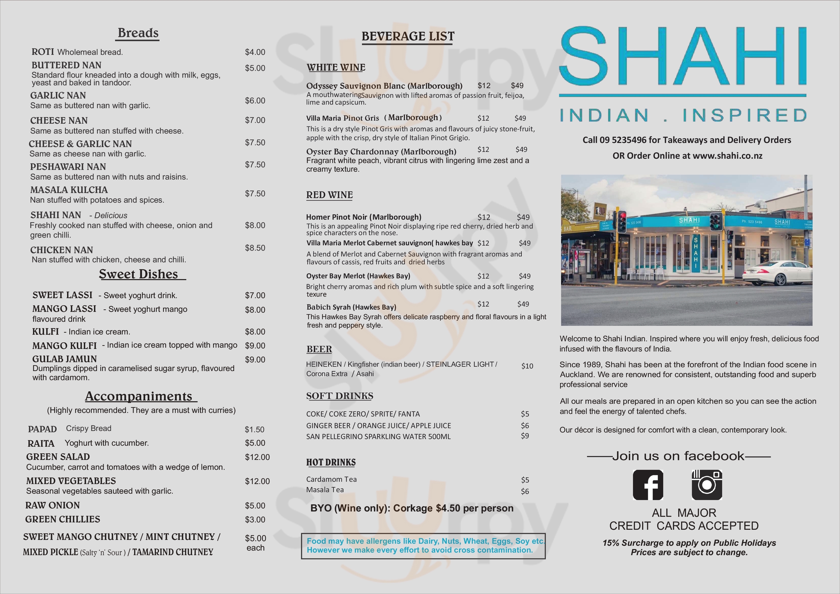 Shahi -indian Experience Auckland Central Menu - 1