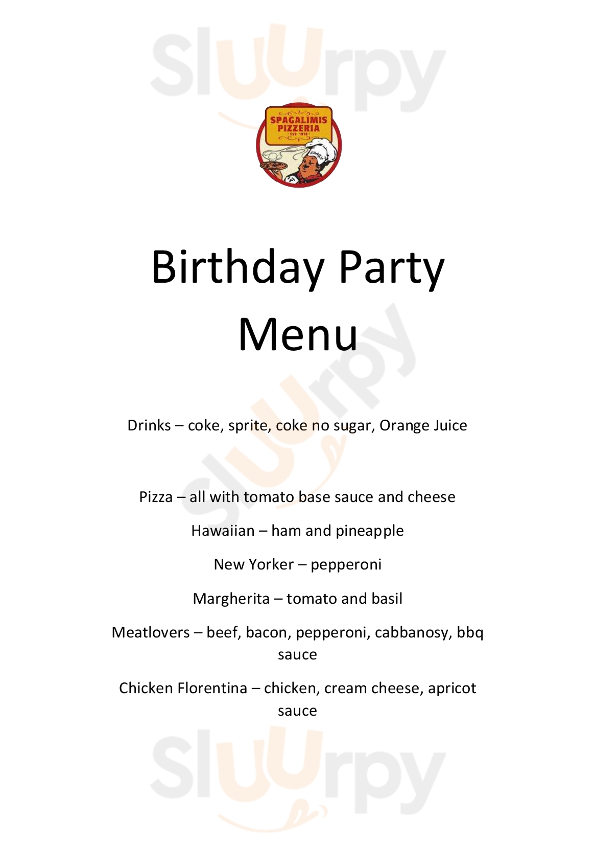 Spagalimis Pizza Christchurch Menu - 1