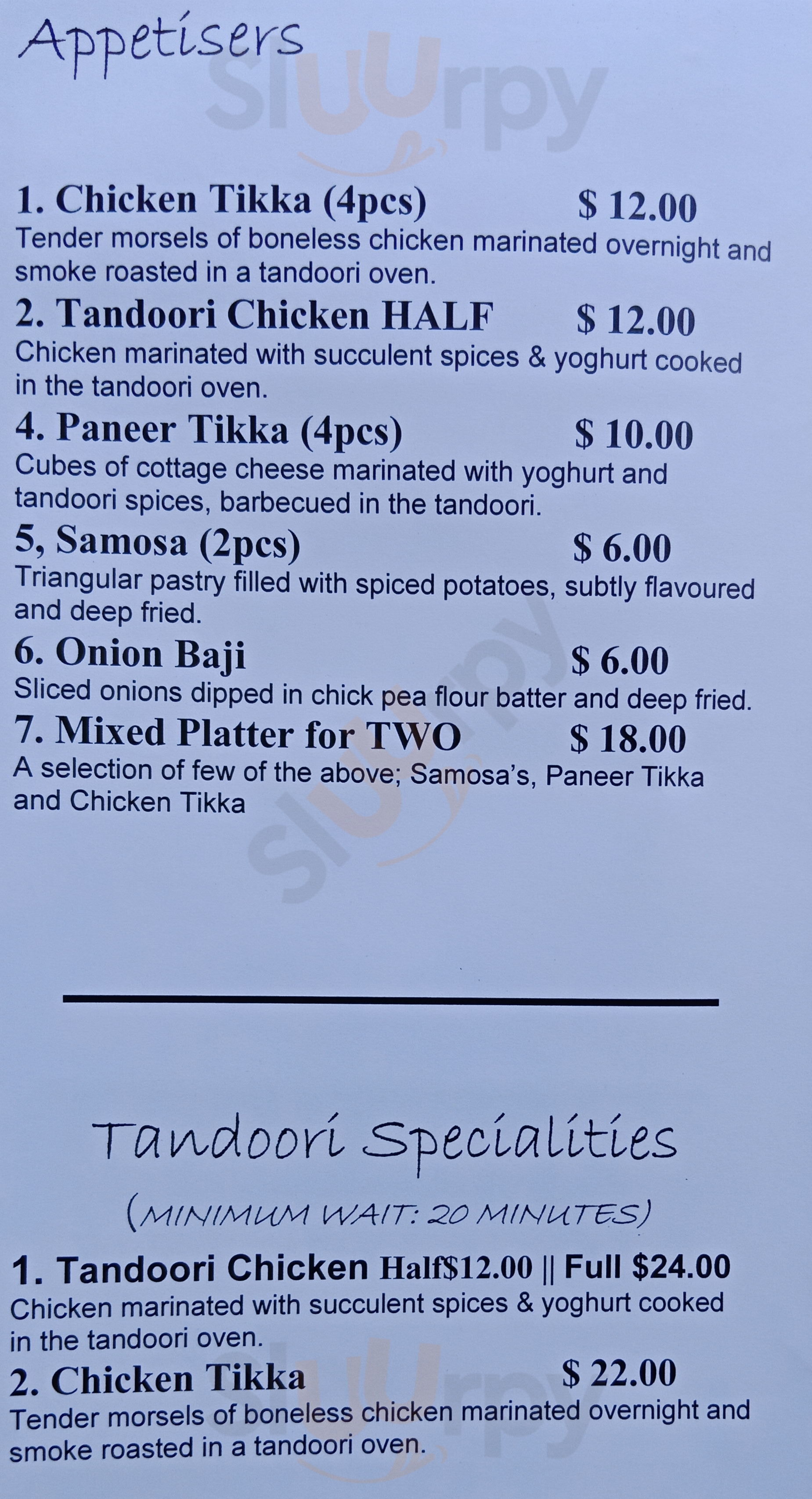 Symonds Indian Auckland Central Menu - 1