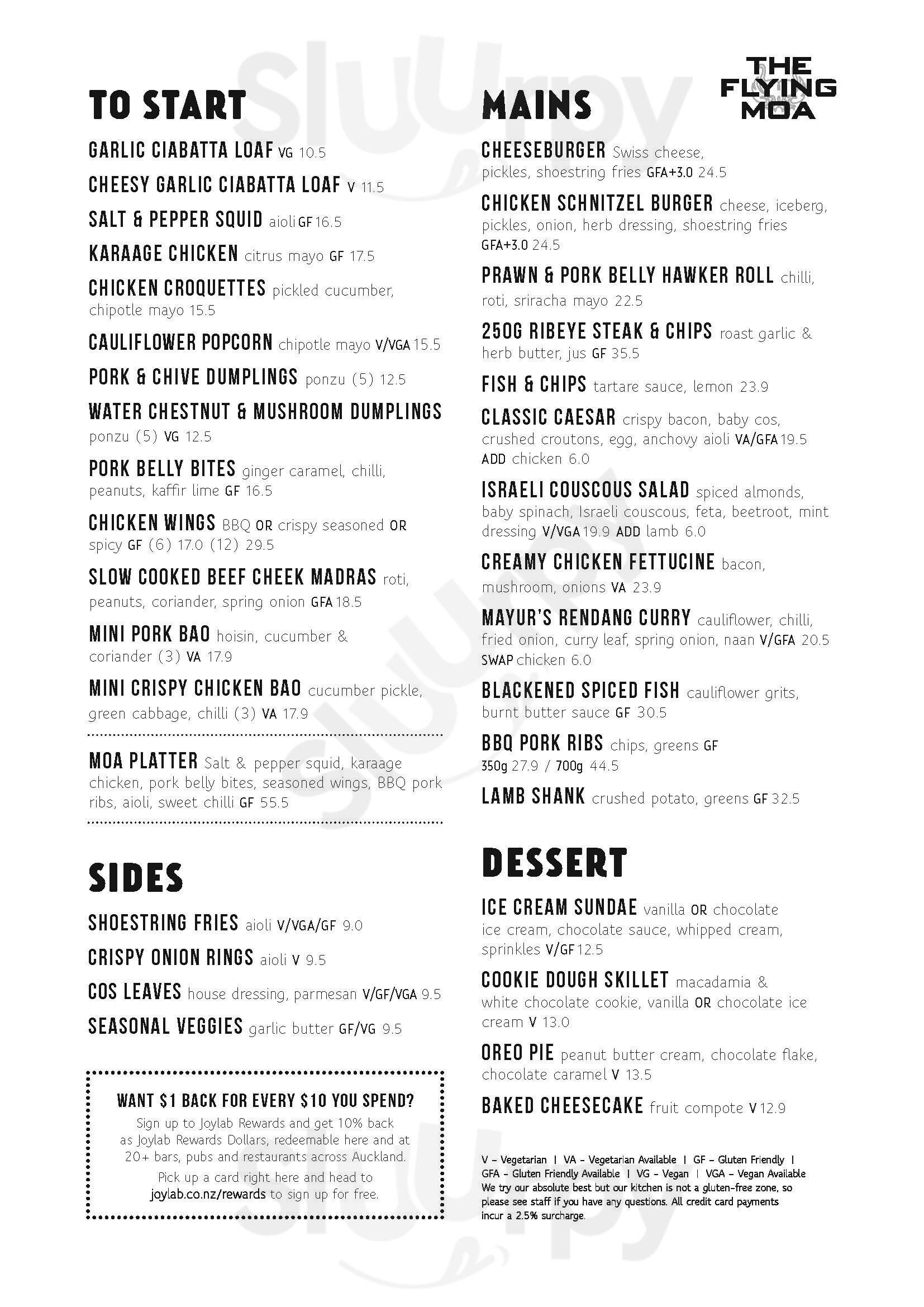 The Flying Moa Pub Auckland Central Menu - 1