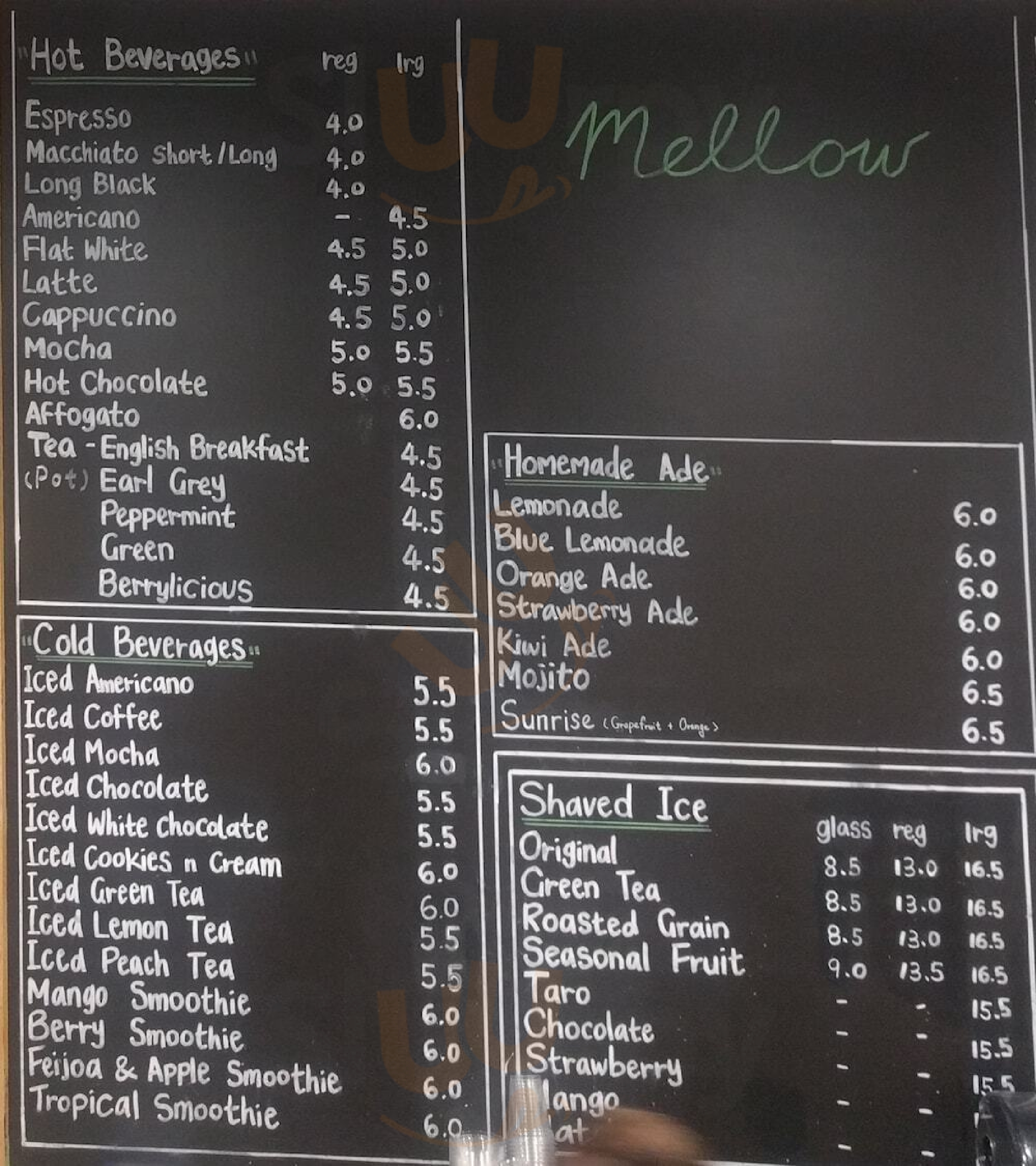 Mellow Coffee & Dessert Auckland Central Menu - 1