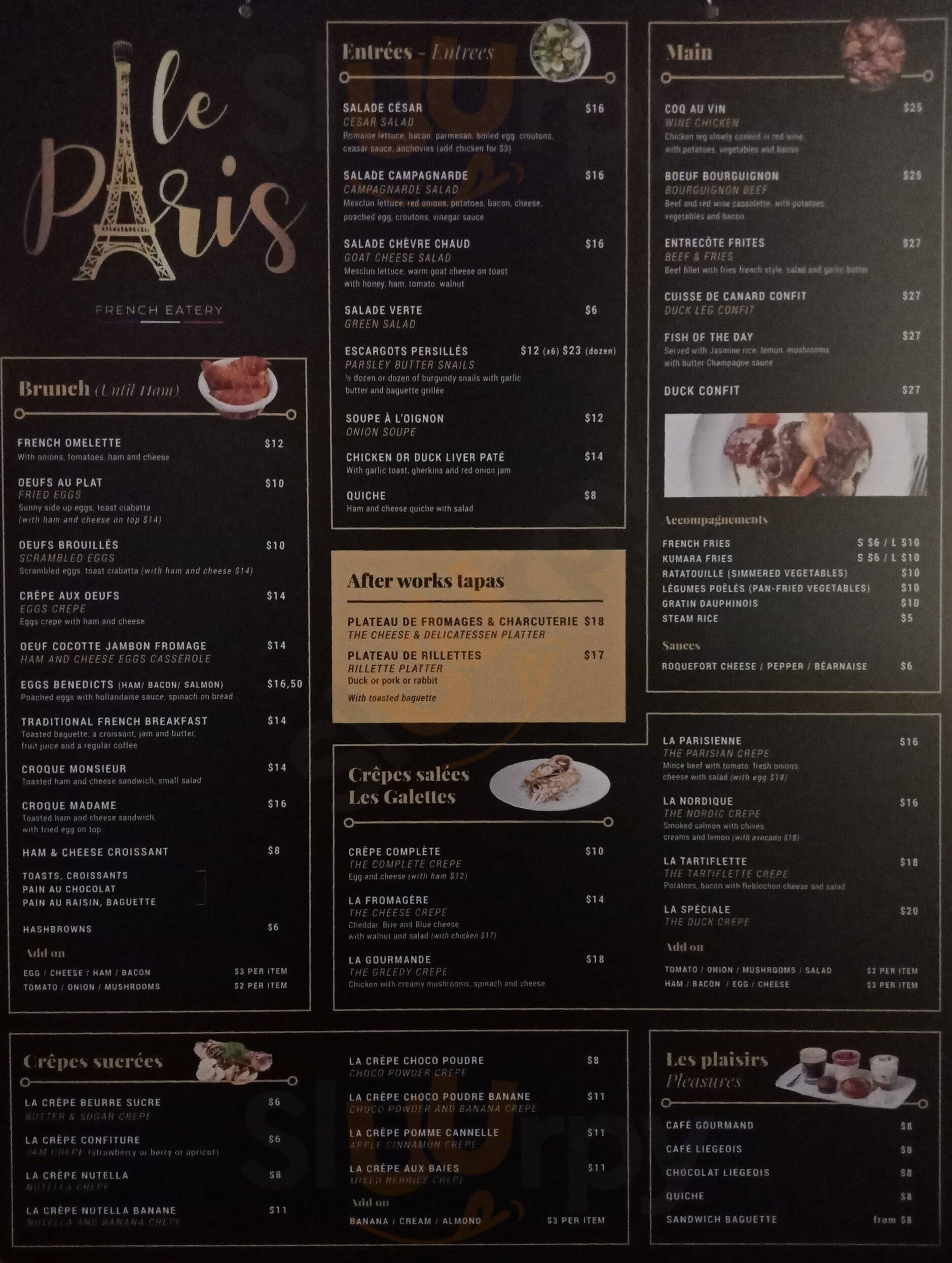Le Paris French Eatery Auckland Central Menu - 1