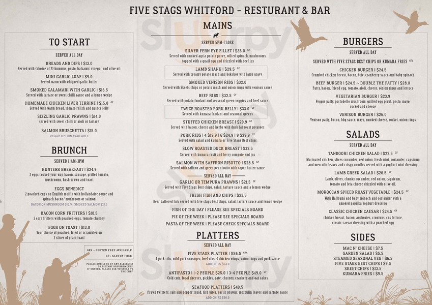 Five Stags Auckland Central Menu - 1