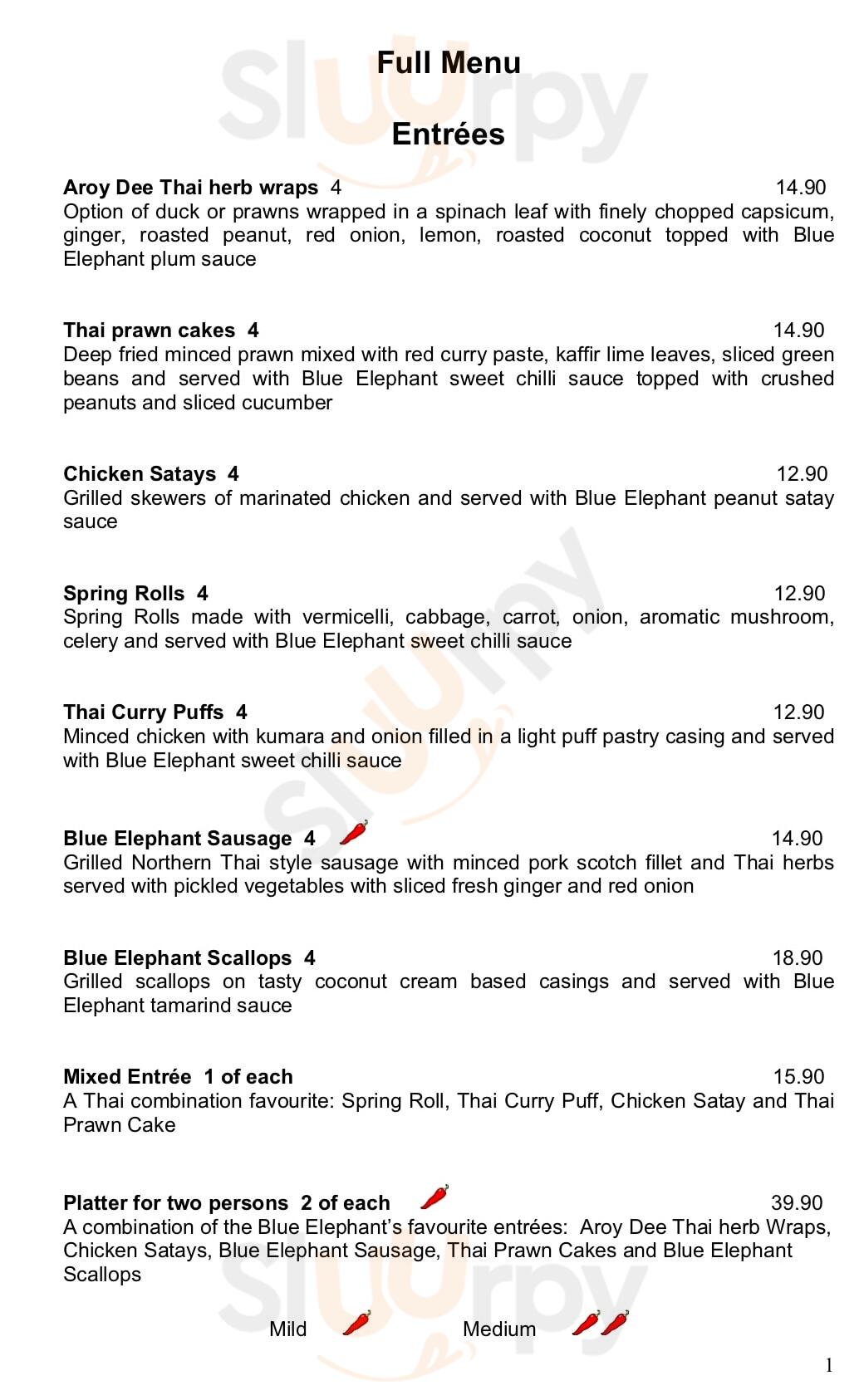 Blue Elephant Thai Restaurant Clevedon Auckland Menu - 1