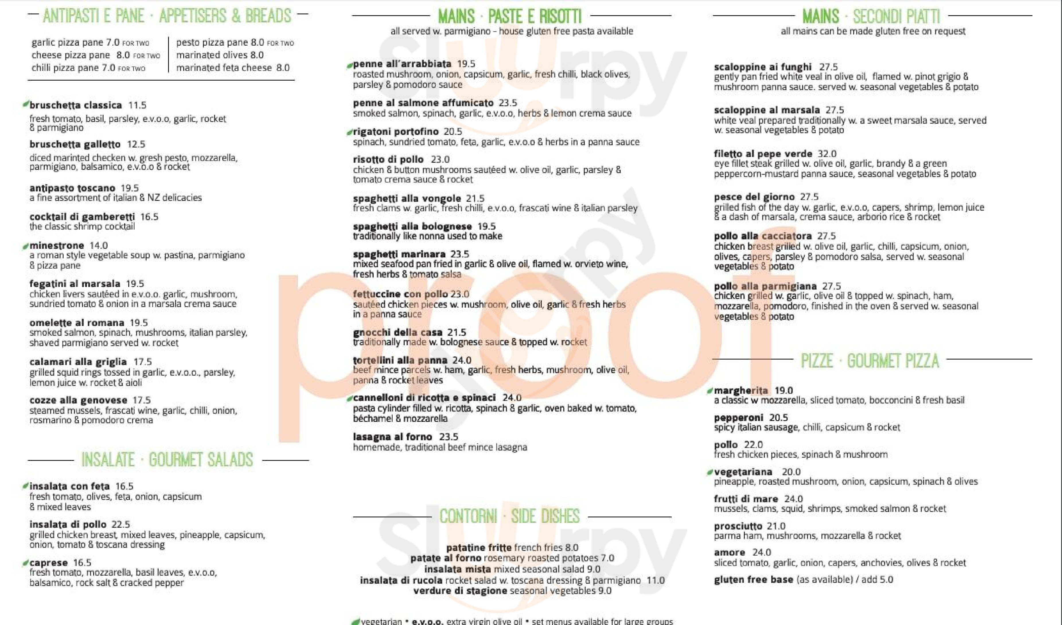 Portofino Mission Bay Auckland Central Menu - 1