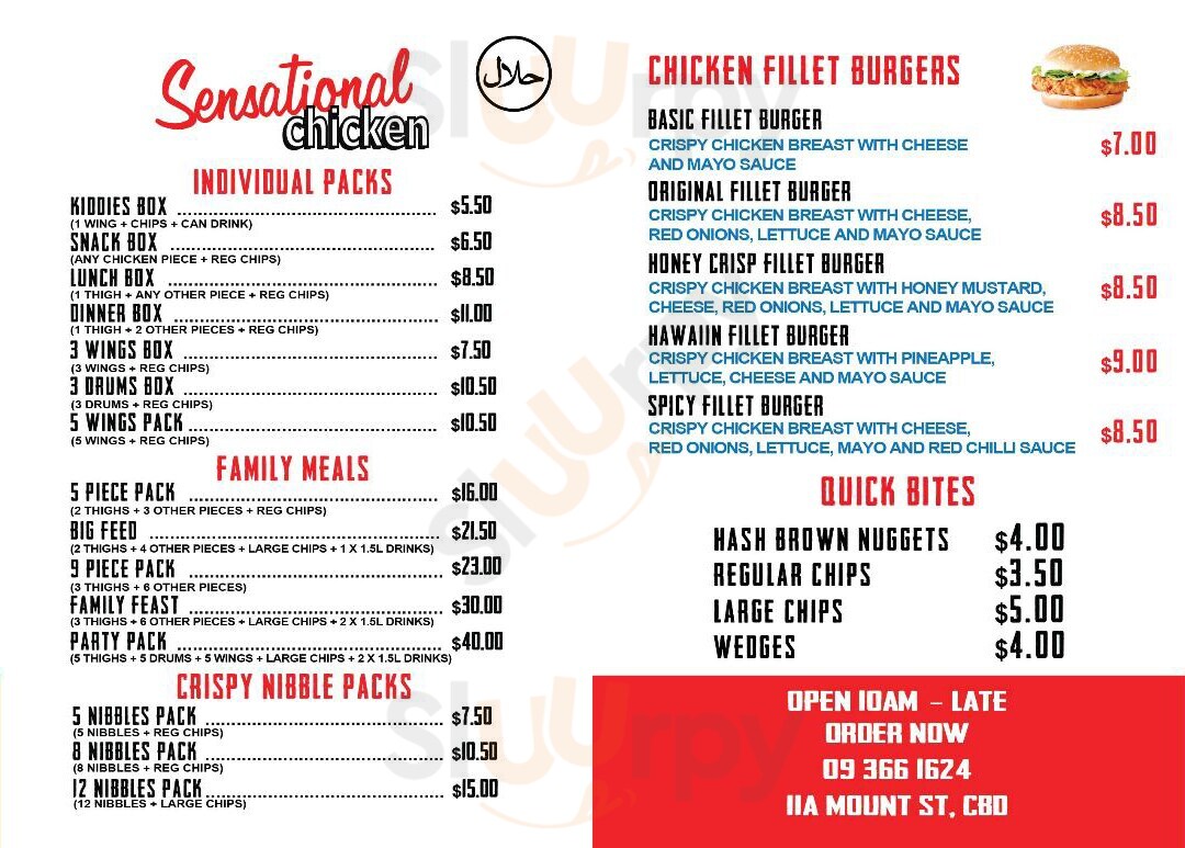 Sensational Chicken Auckland Central Menu - 1