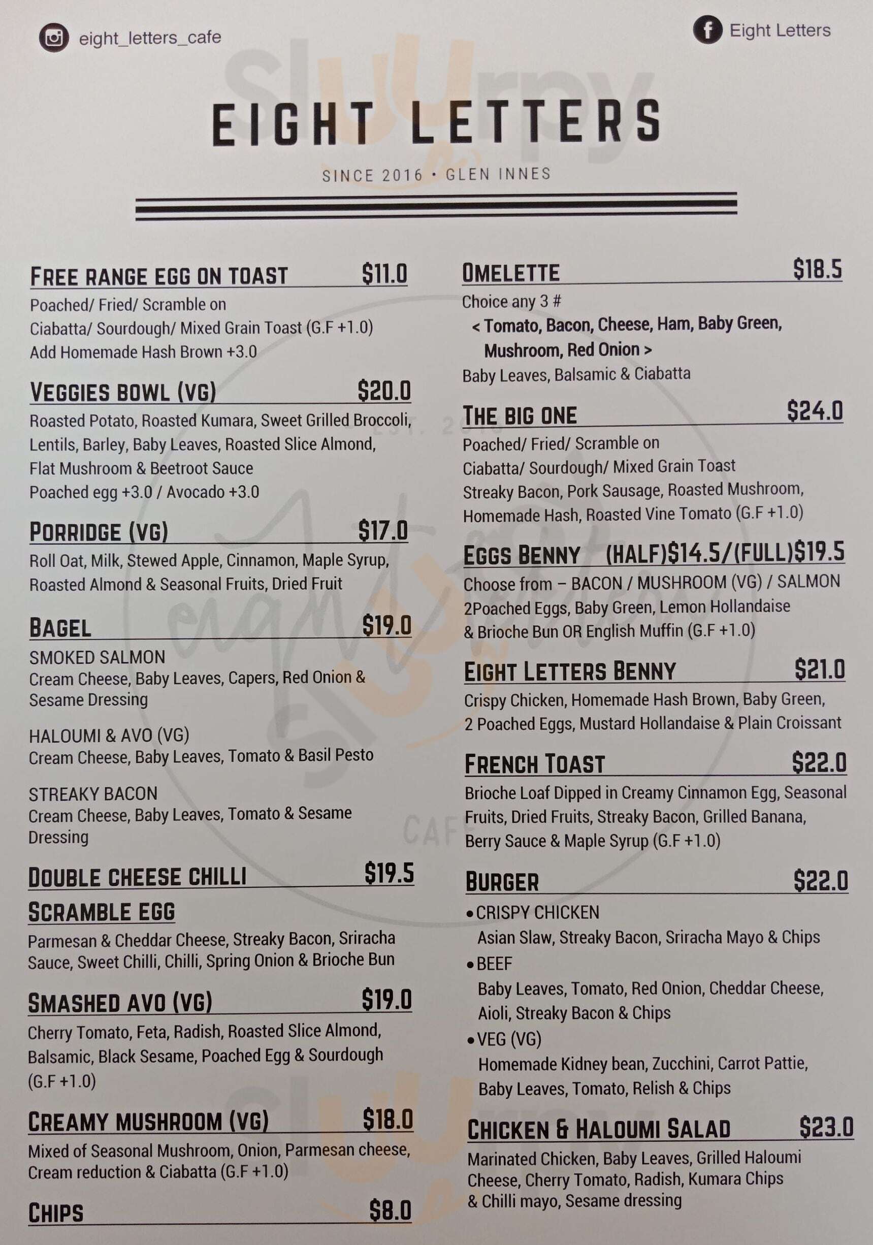 Eight Letters Auckland Menu - 1