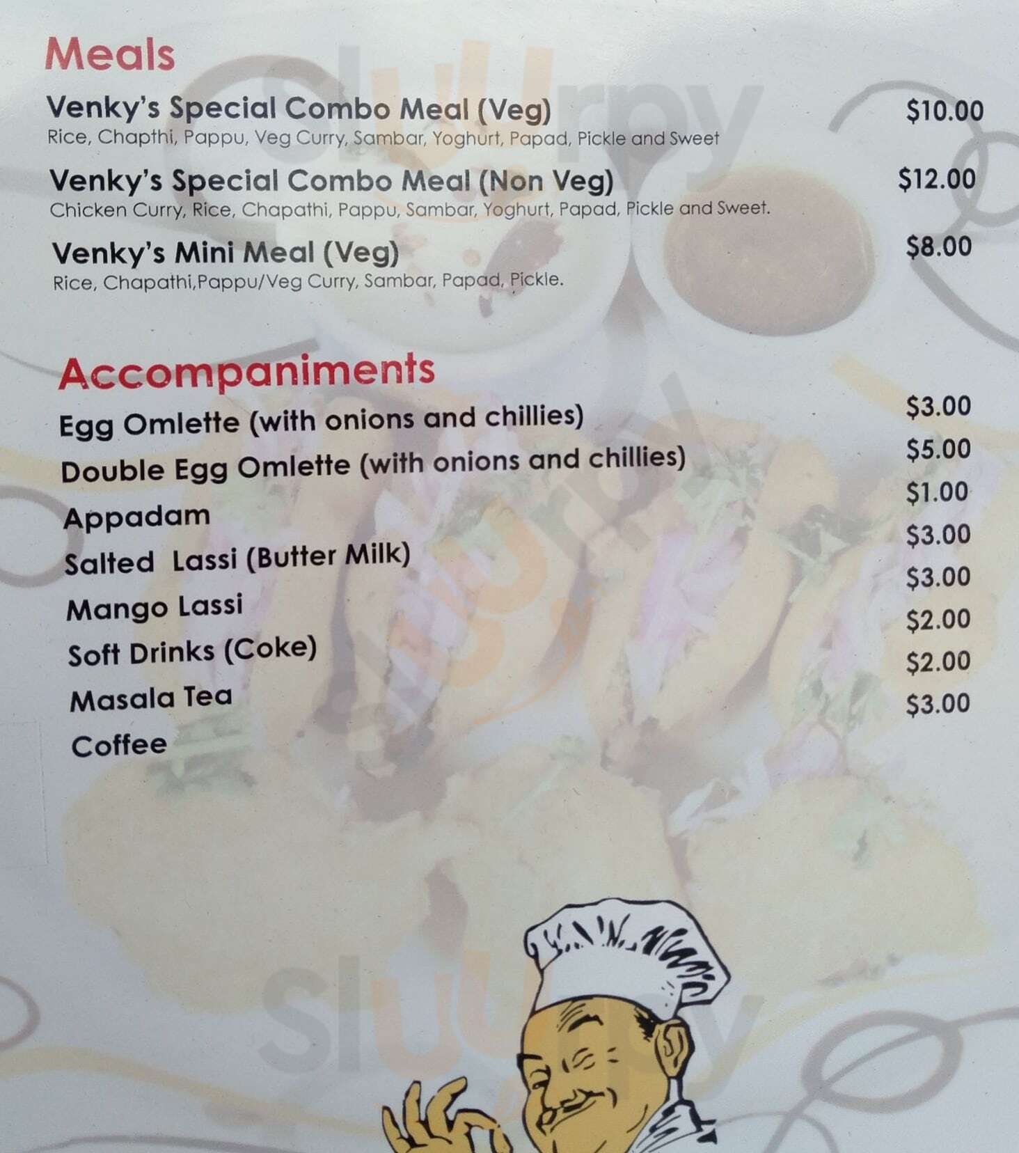 Venky's Restaurant Auckland Central Menu - 1