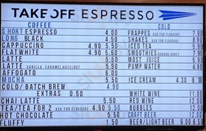 Take Off Espresso Auckland Central Menu - 1