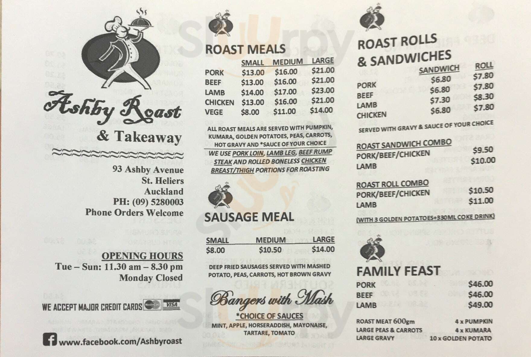 Ashby Ave Takeaway & Cafe Auckland Central Menu - 1