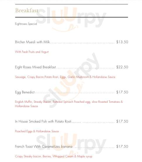 Eight Roses Cafe And Buffet Auckland Menu - 1