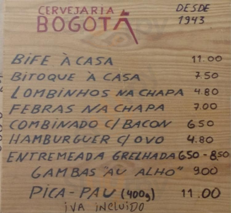 Cervejaria Bogotá Amadora Menu - 1
