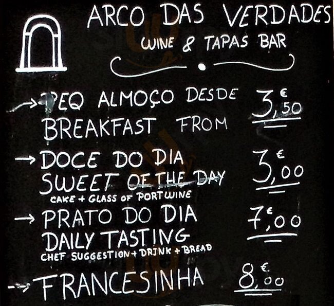 Arco Das Verdades Porto Menu - 1