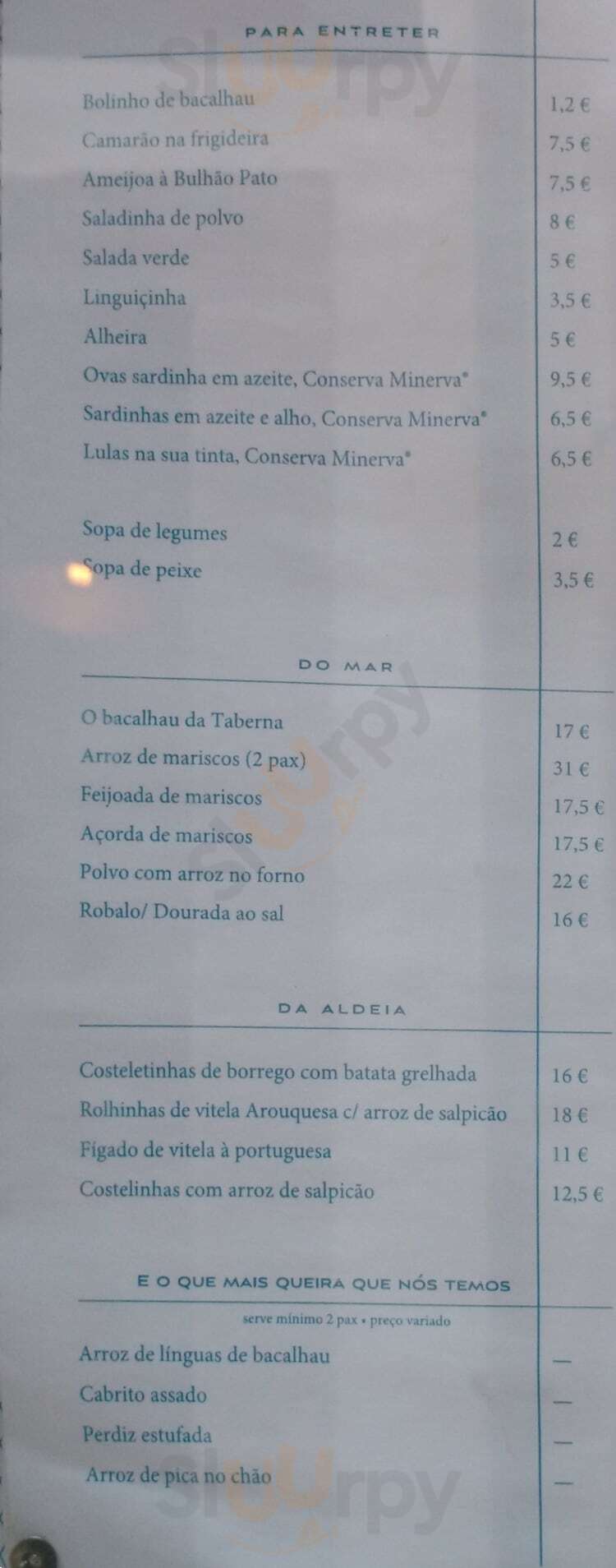 Taberna Dos Mercadores Porto Menu - 1