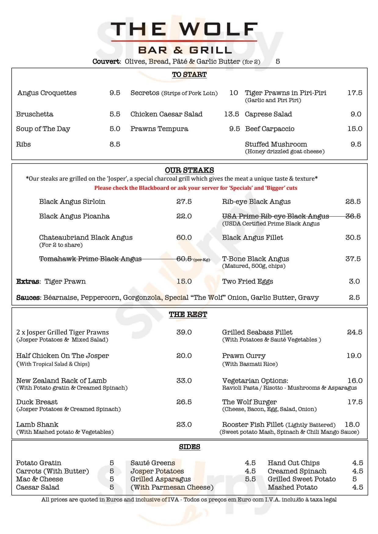 The Wolf Bar And Grill Carvoeiro Menu - 1