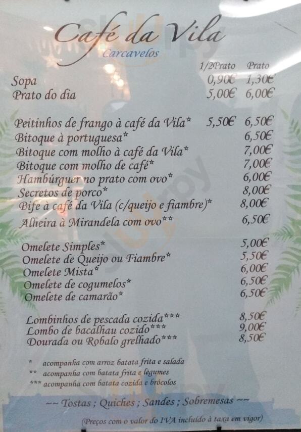 Cafe Da Vila Carcavelos Menu - 1