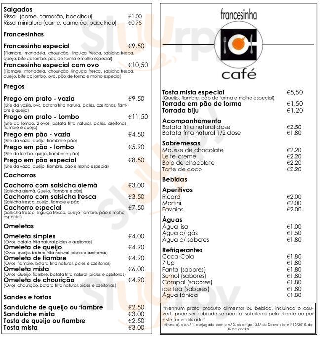 Francesinha Cafe Porto Menu - 1