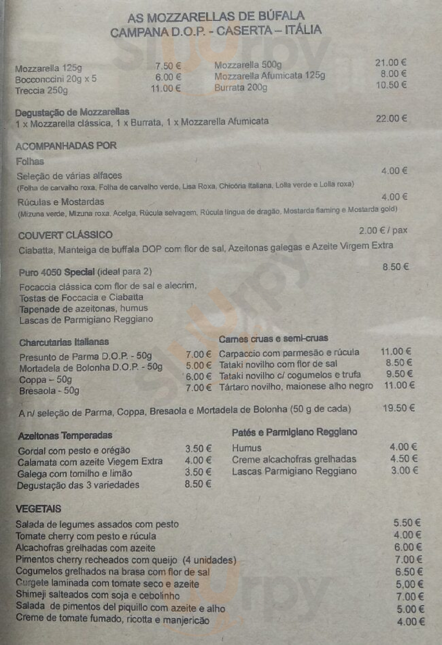 Puro 4050 - Restaurant & Mozzarella Bar Porto Menu - 1