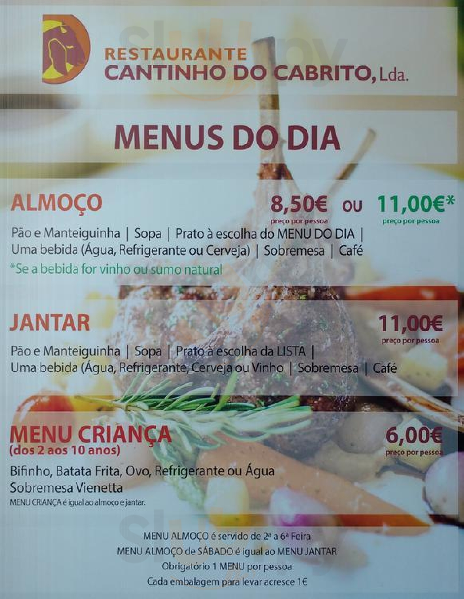 Restaurante Cantinho Do Cabrito Vila Nova de Gaia Menu - 1
